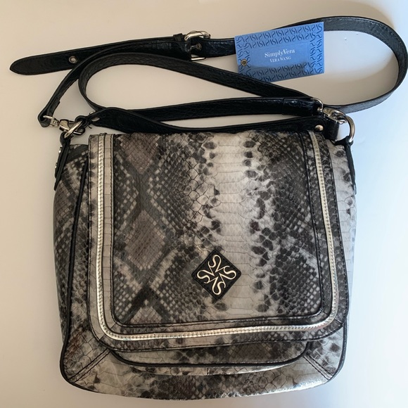 Simply Vera Wang Python Silver Crossbody Purse - Picture 1 of 8